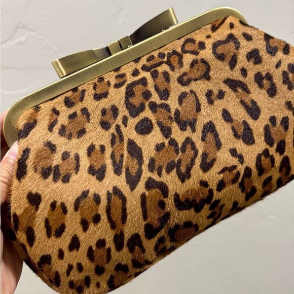 Genuine Hair On Cowhide Handmade Bowknot Shaped Kisslock Clutch Bag, Multi Use - Picture 11 of 12